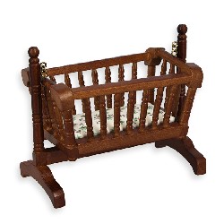 swinging cradle walnut miniature furniture 1:12
