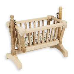 swinging cradle bare wood miniature furniture 1:12