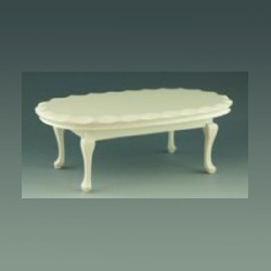 oval table beveled edge l-xv, ivory miniature furniture 1:12