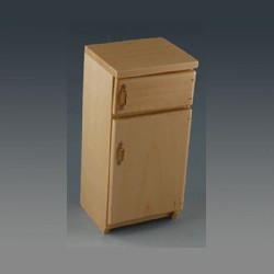 kitchen fridge, natural oak miniature 1:12, Furniture