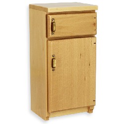 kitchen fridge, natural oak miniature furniture 1:12